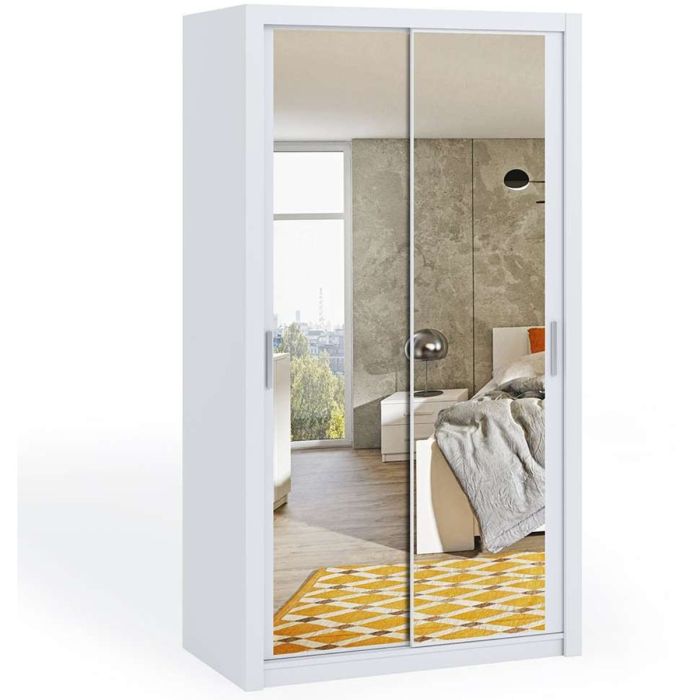 Bonito Sliding Door Wardrobe with Mirror - 120 White