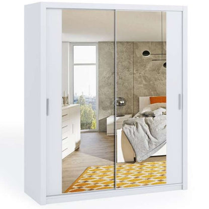 Bonito Sliding 2 Door Wardrobe with Mirror - 180 White