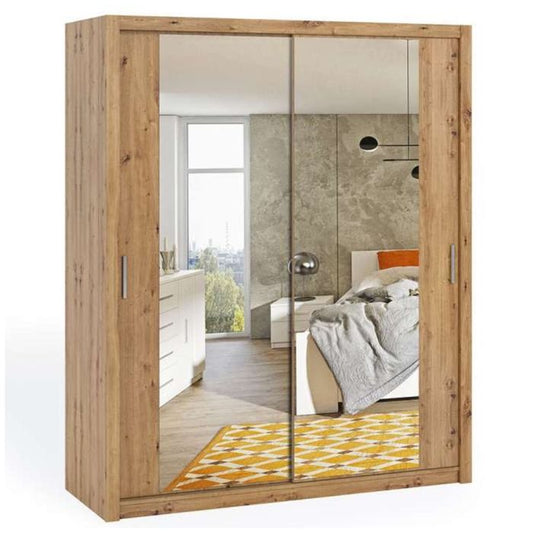 Bonito Sliding 2 Door Wardrobe with Mirror - 180 Oak Artisan