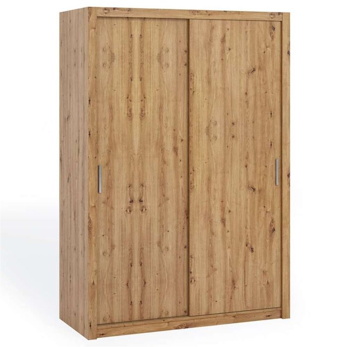 FURCO | Bonito Sliding 2 Door Wardrobe | 150 cm | Gold Oak Finish | Spacious Storage with Elegant Design