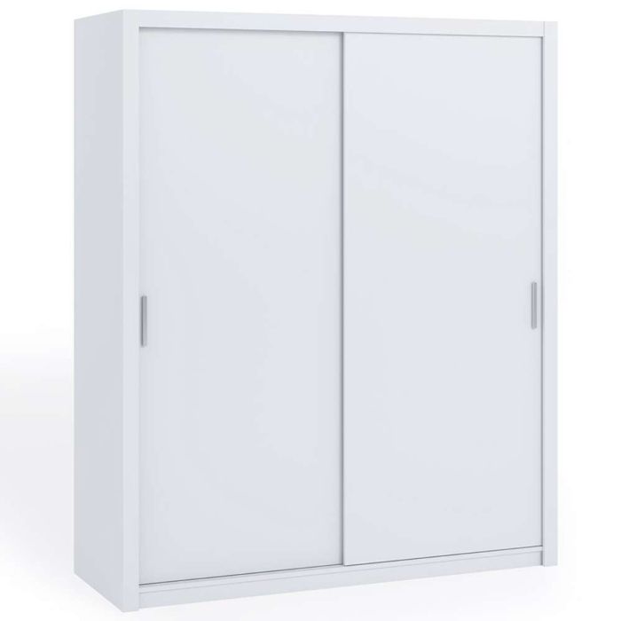 FURCO | Bonito Sliding 2 Door Wardrobe | 180 cm | Pristine White | Modern & Sleek Storage Solution