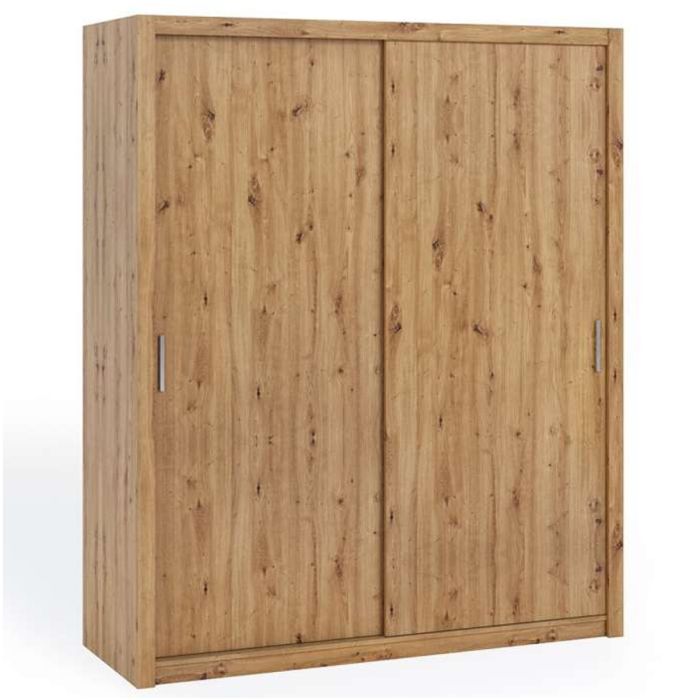 FURCO | Bonito Sliding 2 Door Wardrobe | 180 cm | Gold Oak Finish | Elegant & Space-Efficient