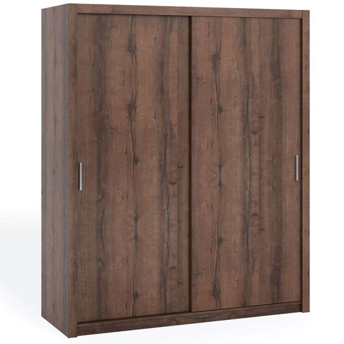 FURCO | Bonito Sliding 2 Door Wardrobe | 180 cm | Oak Monastery Finish | Classic Style & Efficient Storage