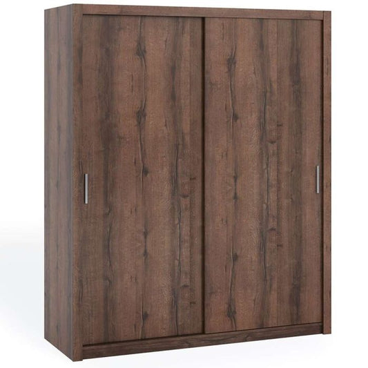 FURCO | Bonito Sliding 2 Door Wardrobe | 180 cm | Oak Monastery Finish | Classic Style & Efficient Storage