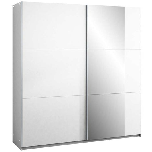 Oldham Sliding Mirror 2 Door 150cm Wardrobe - White
