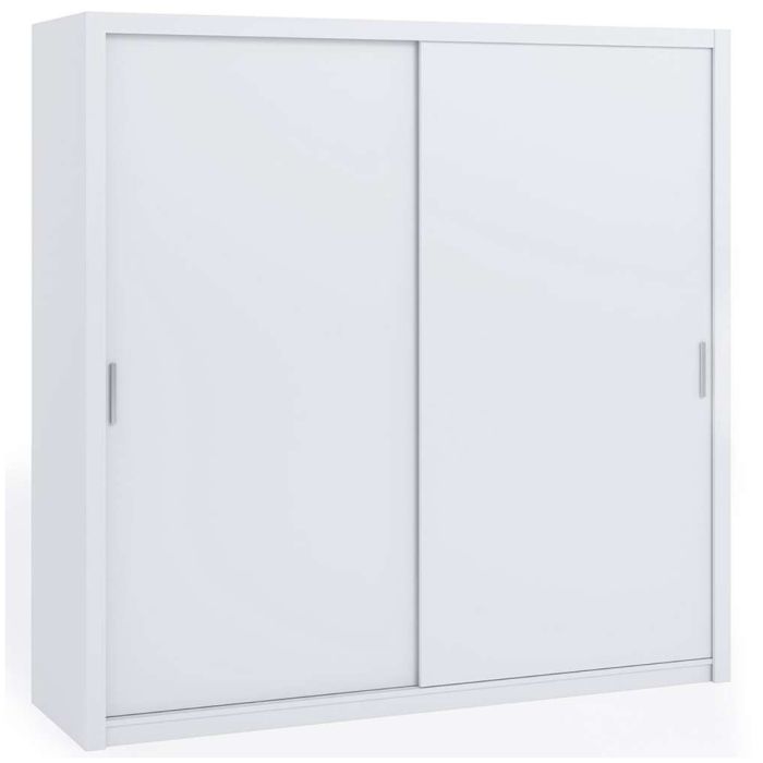 FURCO | Bonito Sliding 2 Door Wardrobe | 220 cm | Sleek White | Spacious & Contemporary Design