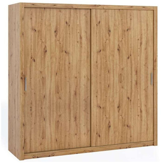 FURCO | Bonito Sliding 2 Door Wardrobe | 220 cm | Oak Artisan Finish | Elegant & Durable Storage