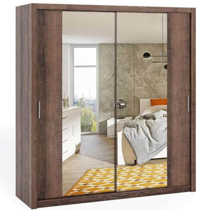 Bonito Sliding Door Wardrobe with Mirror - 200 Oak Monastery