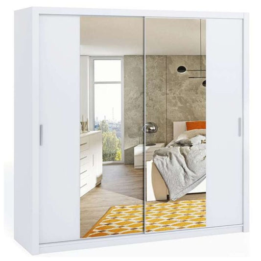 Bonito Sliding 2 Door Wardrobe with Mirror - 220 White