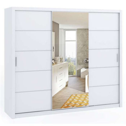 Bonito Sliding 3 Door Wardrobe with Mirror - 250 White