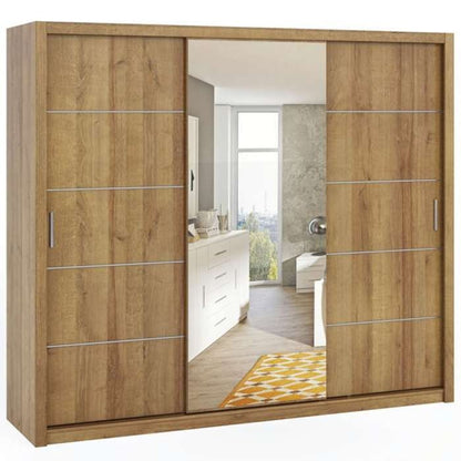 Bonito Sliding 3 Door Wardrobe with Mirror - 250 Oak Artisan