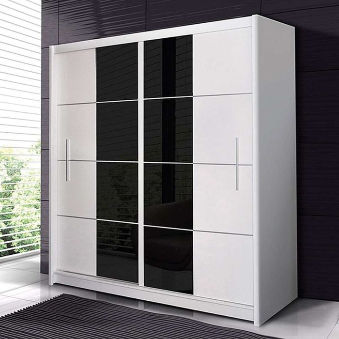 Charnwood Sliding 2 Door Wardrobe White with Glass - 203cm