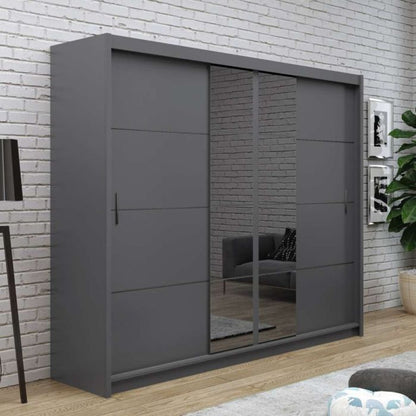 Charnwood Sliding 3 Door Wardrobe Graphite Grey with Glass - 250cm