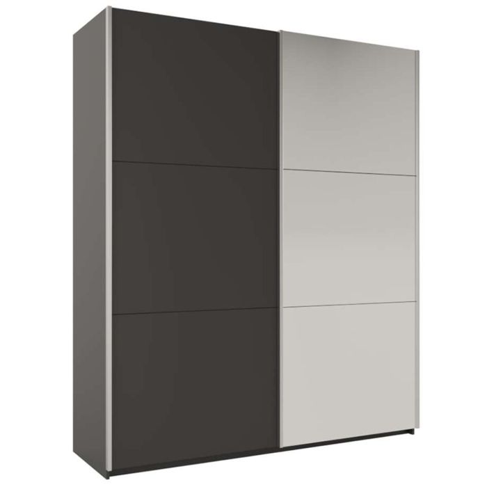 Wokingham Graphite Mirrored Sliding 2 Door Wardrobe | 200cm | Sleek Urban Style | Furco