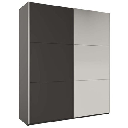 Wokingham Graphite Mirrored Sliding 2 Door Wardrobe | 200cm | Sleek Urban Style | Furco