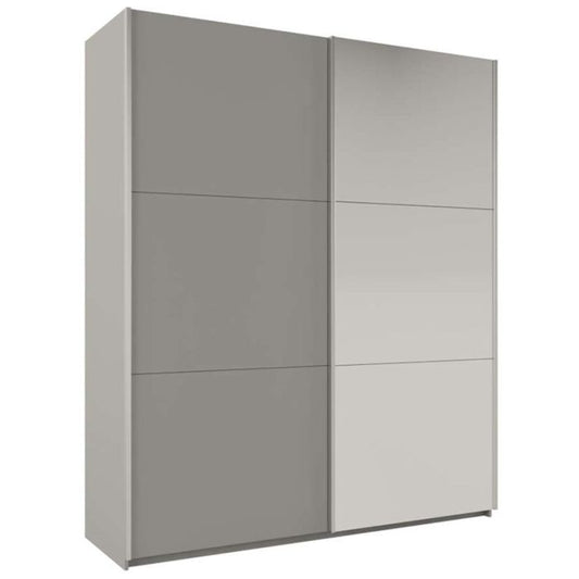 Wokingham Platinum Grey Mirrored Sliding 2 Door Wardrobe | 200cm | Modern Metallic Flair | Furco