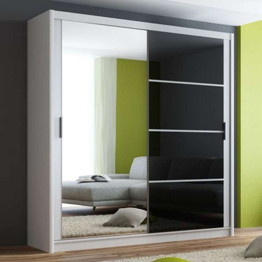 Highland Sliding 2 Door Mirrored 203cm Wardrobe - White