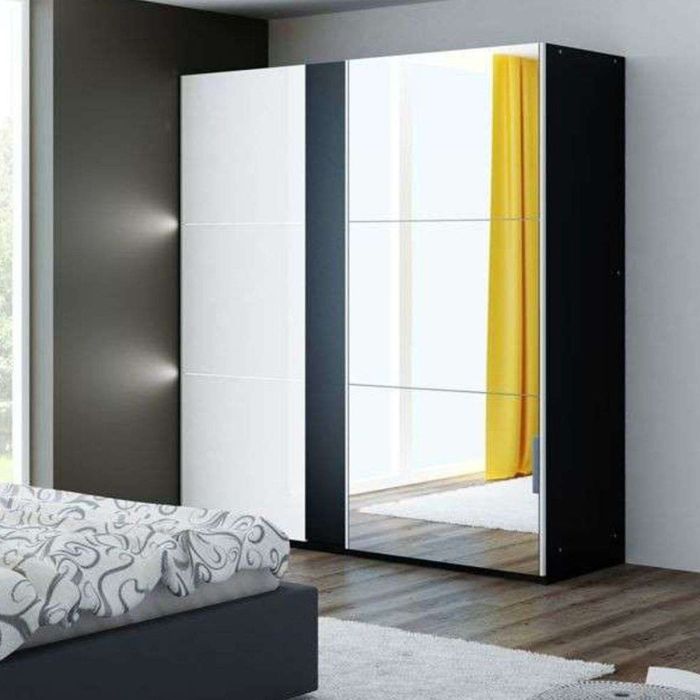 Canterbury Sliding 2 Door Mirrored 200cm Wardrobe - Black