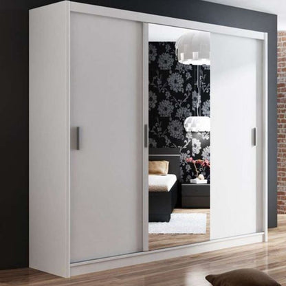 Somerset Sliding Door 250cm Wardrobe With Mirror - White