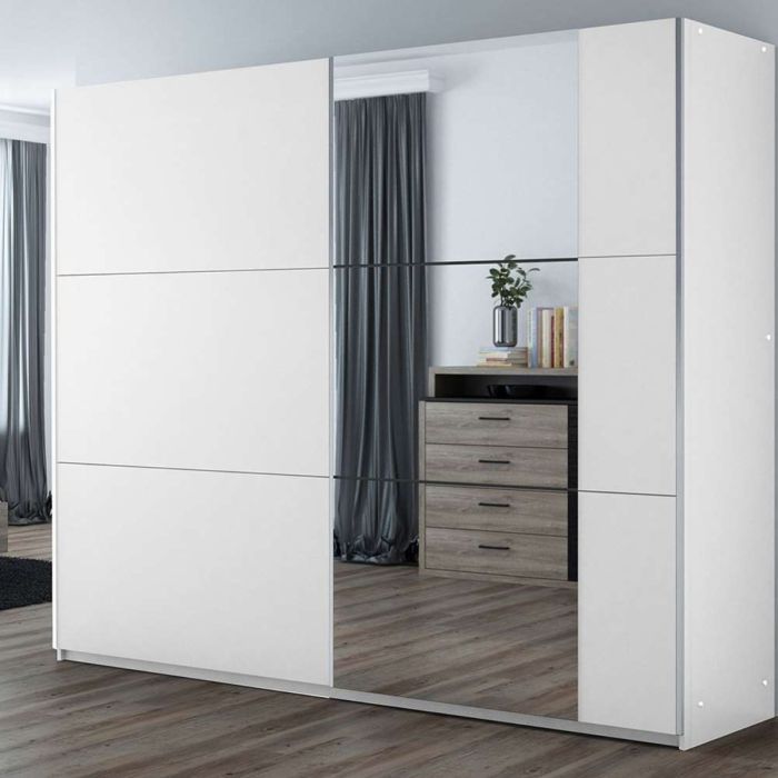 Oldham Sliding 3 Door 250 Wardrobe with Mirror - White