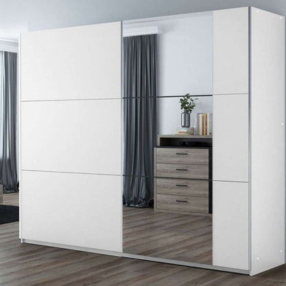 Oldham Sliding 3 Door 250 Wardrobe with Mirror - White