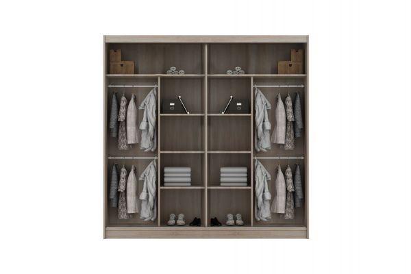 FURCO | Circolo Sliding 2 Door Wardrobe | Integrated Mirror | Sleek Black Finish | Contemporary & Functional