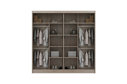 FURCO | Circolo Sliding 2 Door Wardrobe | Integrated Mirror | Sleek Black Finish | Contemporary & Functional