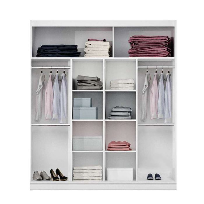 Full Mirrored Black Sliding 2 Door Wardrobe - 4 Sizes