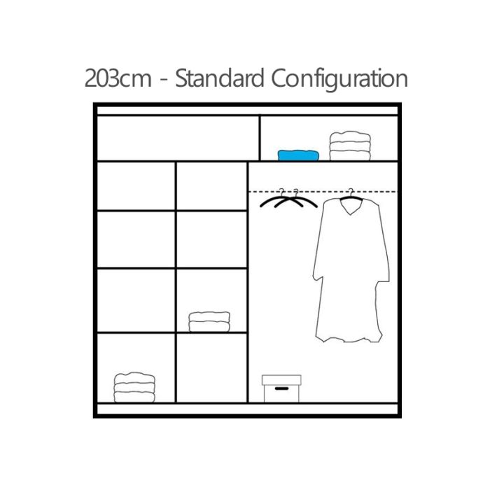 Boston Mirrored Sliding 2 Door Wardrobe - White