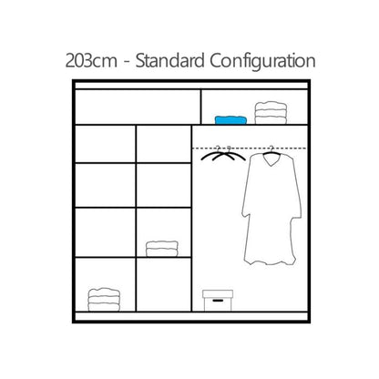 Luzern Sliding 2 Door 203cm Mirror Wardrobe - Oak Sonoma