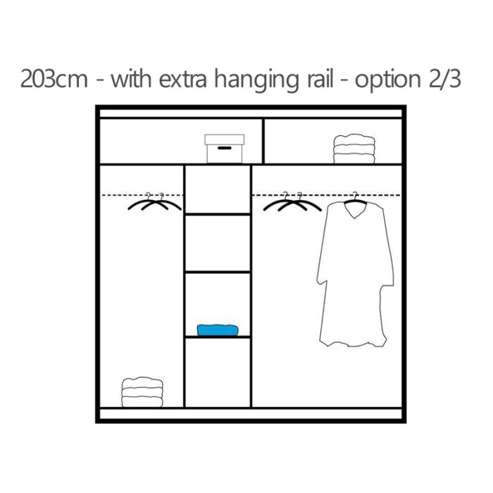 Luzern Sliding 2 Door 203cm Mirror Wardrobe - White