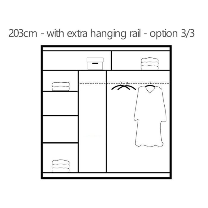 Luzern Sliding 2 Door 203cm Mirror Wardrobe - White
