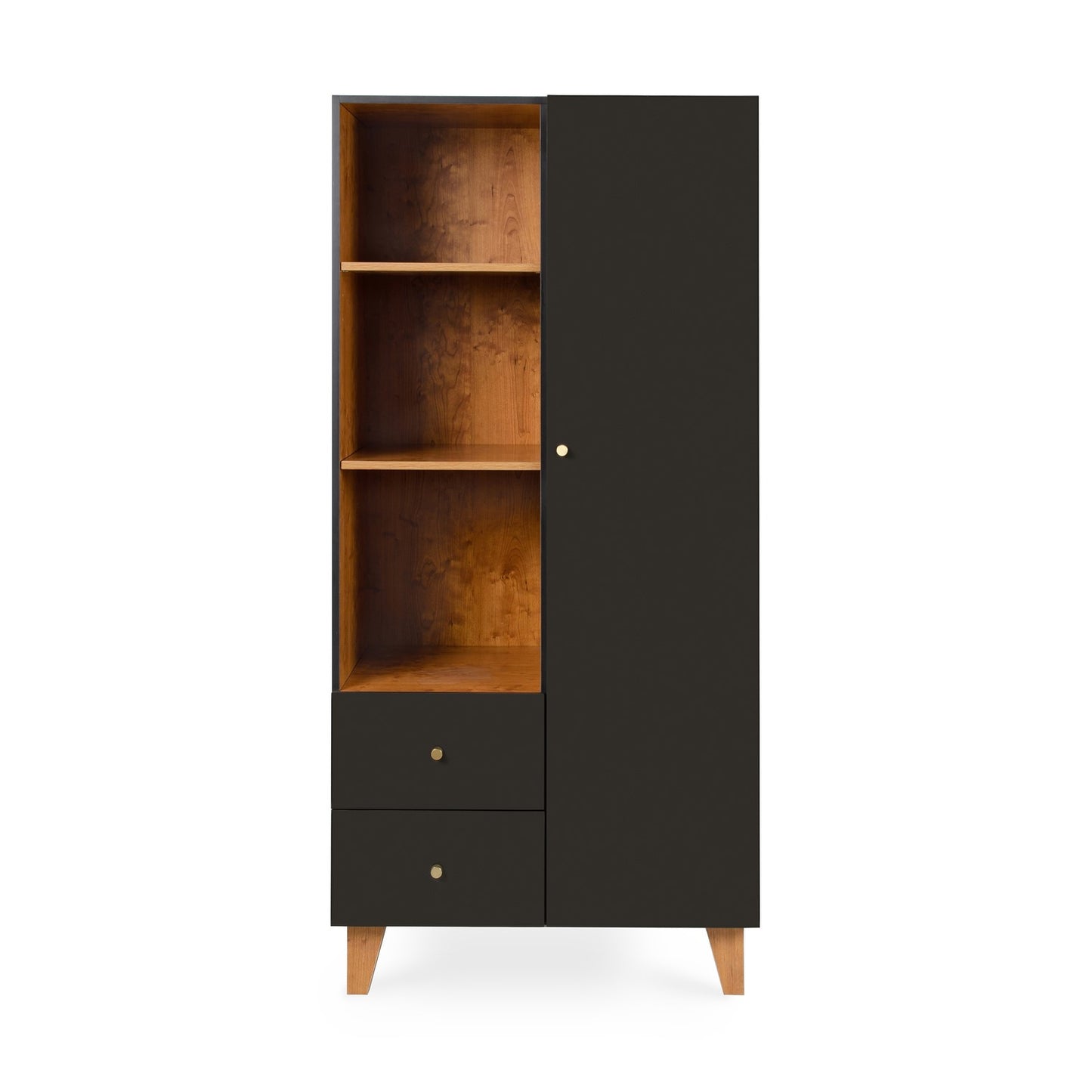 Nursery Wardrobe with Drawers and Shelves in Grey - Como - Tutti Bambini