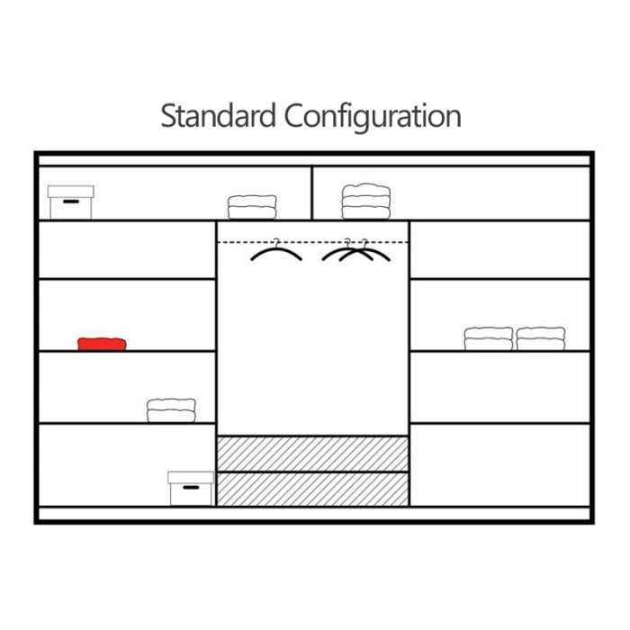 Hampstead Sliding Door 250cm Wardrobe with Mirror - White and Grey