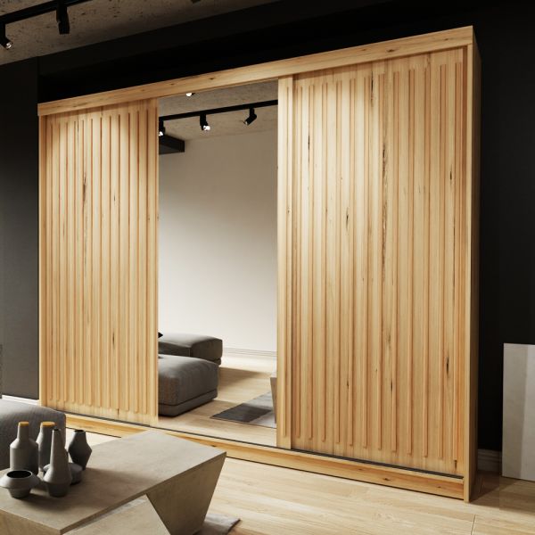 FURCO Zaria 250cm Classic Oak 3 Door Sliding Wardrobe - Timeless Style