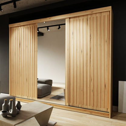 FURCO Zaria 250cm Classic Oak 3 Door Sliding Wardrobe - Timeless Style