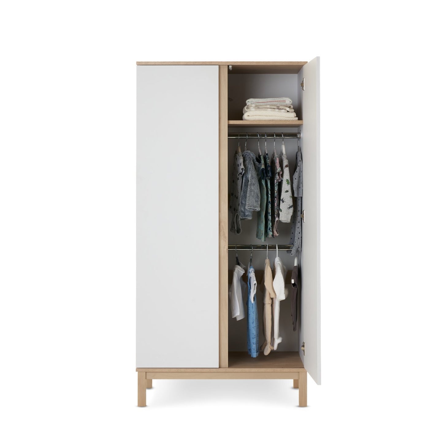 Nursery Wardrobe with Shelf in White - Astrid - Obaby