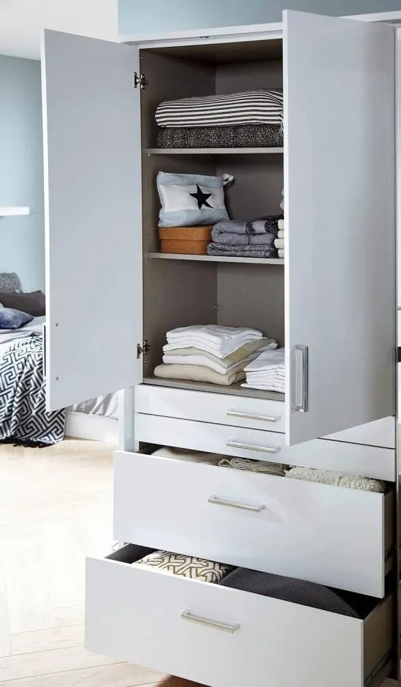 Homburg 4 Door 2 Mirror Combi Wardrobe in White - 181cm