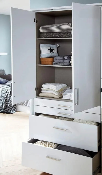 Homburg 4 Door 2 Mirror Combi Wardrobe in White - 181cm