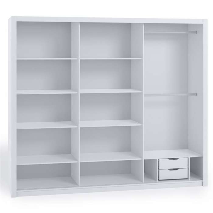Bonito Sliding 3 Door Wardrobe with Mirror - 250 White