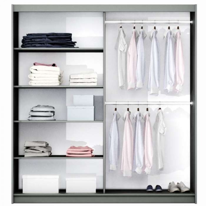 Oldham Sliding Mirror 2 Door 150cm Wardrobe - Grey