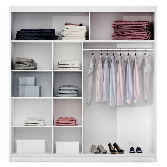 Charnwood Sliding 2 Door Wardrobe White with Glass - 203cm