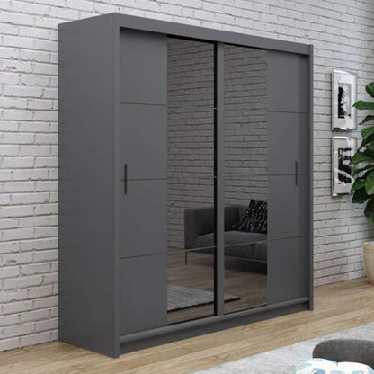 Charnwood Sliding 2 Door Wardrobe Graphite Grey with Glass - 203cm