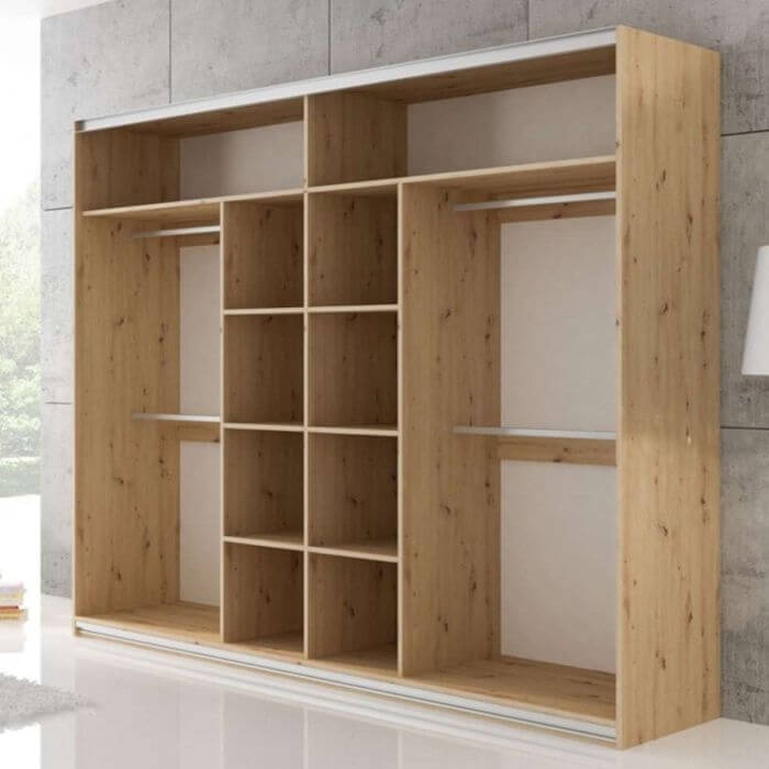 Lothian 3 Sliding Door Wardrobe with Mirror - 250 Oak Wotan