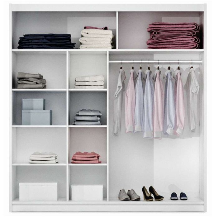 Kinross ii Sliding Door Squares Design 203cm Mirror Wardrobe - Graphite Grey