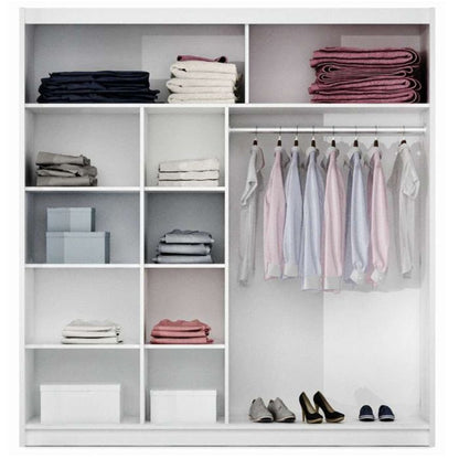 Kinross ii Sliding Door Squares Design 203cm Mirror Wardrobe - Graphite Grey