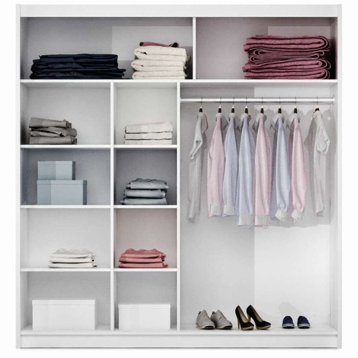 Highland Sliding 2 Door Mirrored 203cm Wardrobe - White