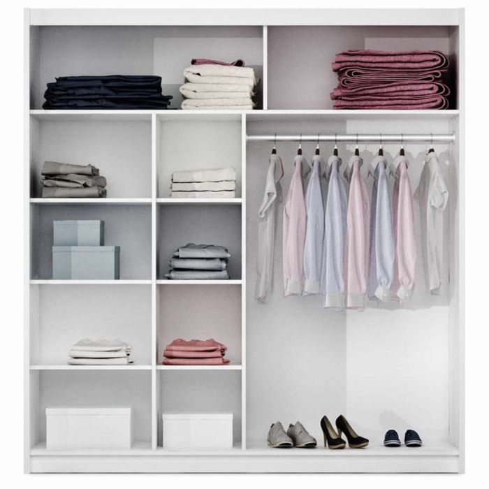 Highland Sliding 2 Door Mirrored 203cm Wardrobe - White