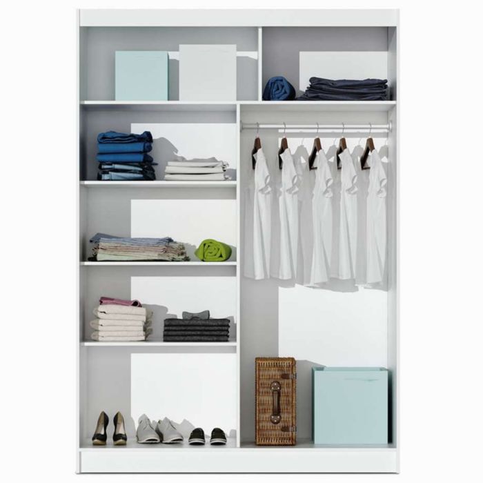 Highland Sliding 2 Door Mirrored 150cm Wardrobe - White with Black