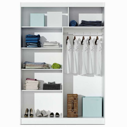 Highland Sliding 2 Door Mirrored 150cm Wardrobe - White with Black